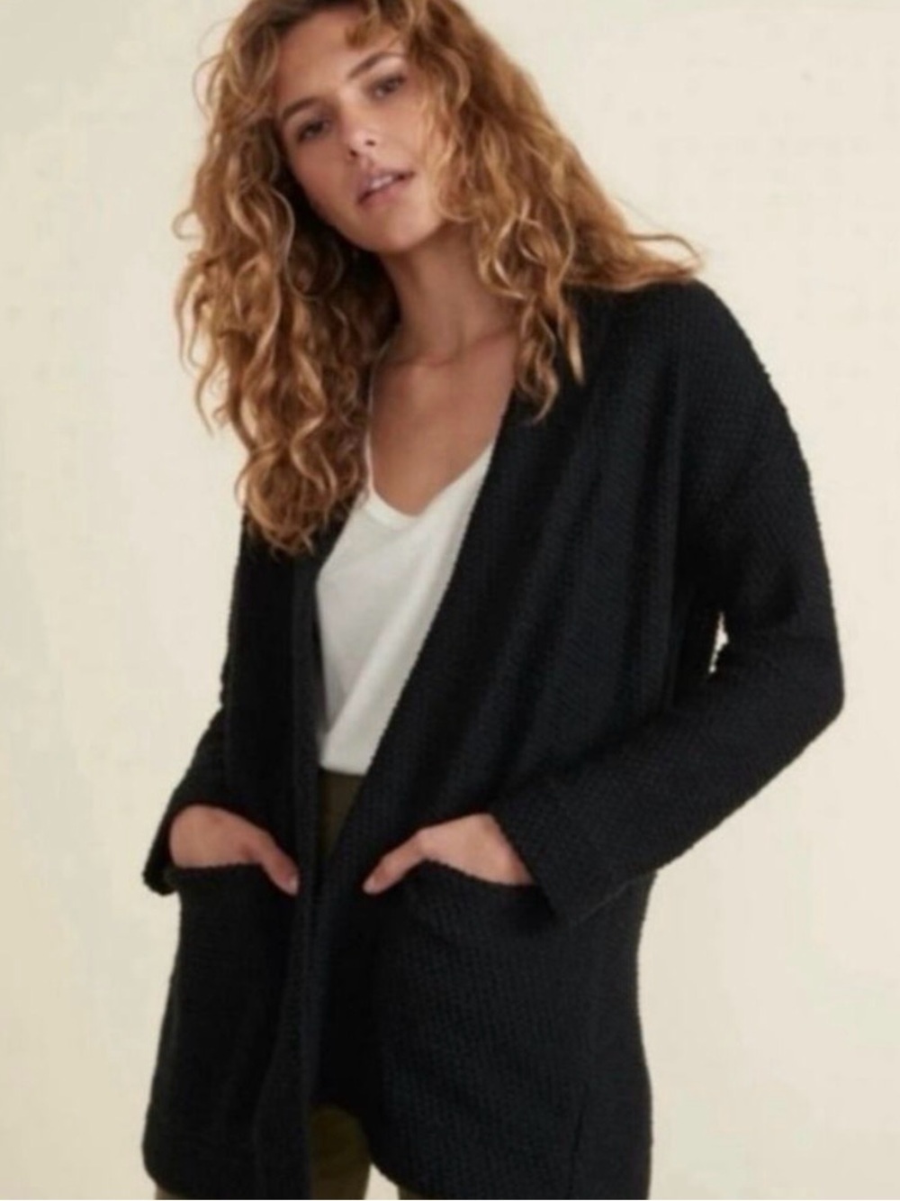 Marine Layer | Black Birdseye Knit Cardigan | Sz M